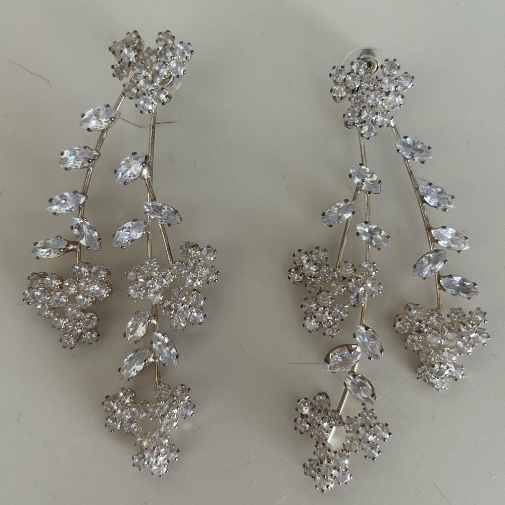 Elegant Silver Floral Drop Earrings